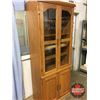 Image 2 : Oak Cabinet : Glass Upper Doors - 5 Shelves & 2 Below Shelves (See Pics!)