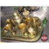 Image 2 : Brass & Green Serving Set (made in India), Green Glass Shot Glasses etc