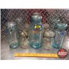 Image 1 : Perfect Seal Jars (5): Blue (3) & Clear (2) (Note: the Tallest is 10"H)