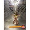 Image 1 : Oil Lamp w/Pink Glass Base (18"H w/Chimney)