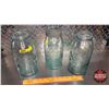 Image 1 : Trio Crown Jars (Aqua Quart Jars) (9"H)