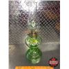 Image 2 : Pedestal Oil Lamp Vaseline Glass (18"H w/Chimney)