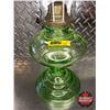 Image 3 : Pedestal Oil Lamp Vaseline Glass (18"H w/Chimney)