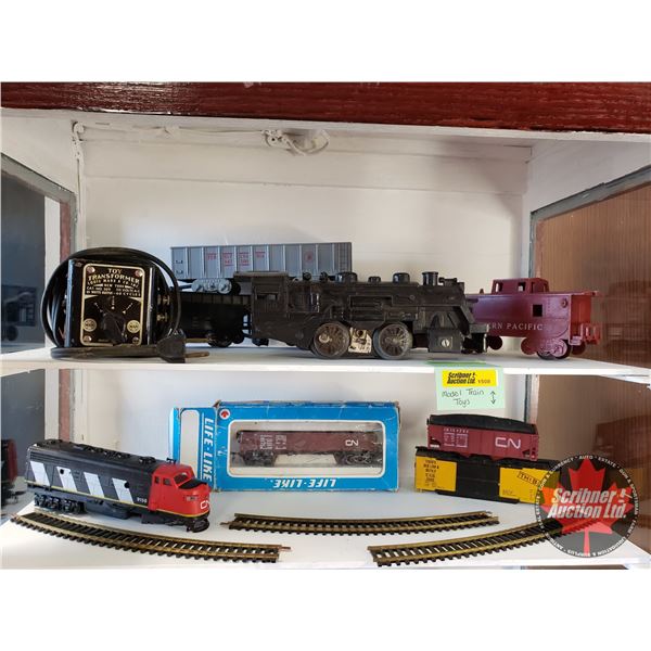 Model Train Toys w/3pcs of Rail & Transformer (Various Sizes) (See Pics)