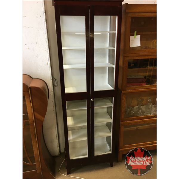 Display Cabinet (7 Shelves, 2 Door) Three Sides Glass - Lights c/w Lock (71-1/2 H x 22 W x 12 D) (Se