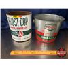 Image 1 : Collector Combo: B/A Frost Cop Tin Anti-Freeze (8"H x 7"Dia) & Co-Op Grease Pail (7-1/4"H x 9"Dia To