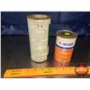 Image 3 : Collector Combo Tins (2) Both Full : Texaco Heavy Duty Radiator Cleaner Tin (6-1/2"H x 3"Dia) & Liqu