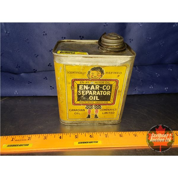 EN-AR-CO Tin "Separator Oil" (Canadian oil Companies Limited) "White Rose Gasoline" (5-1/4"H x 4-3/4