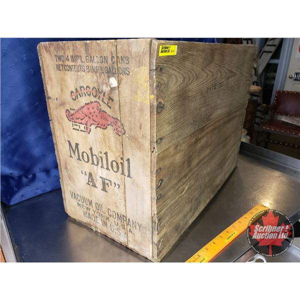 Wood Crate: Gargoyle Mobil Oil  AF  Vacuum Oil Company (New York, USA Made in USA) (15-1/4 H x 21 W 