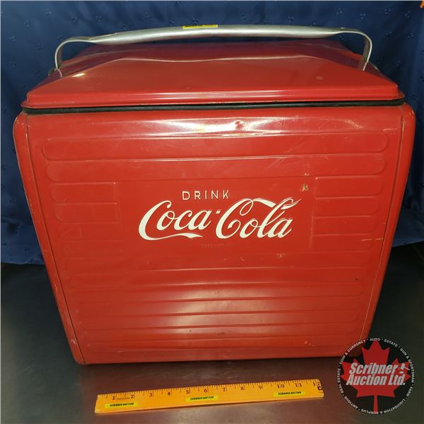 "Drink Coca-Cola" 1955 Picnic Cooler w/Sandwich Tray (16"H x 17"W x 13"D)