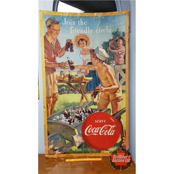 "Serve Coca-Cola" Double Sided Cardboard Ad Sign (50"H x 29-1/2"W) "Lithographed in Canada" (Spring/