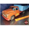 Image 1 : Mechanical Action Dump Truck Tin Toy (20"L x 7-1/4"W x 6-1/4"H)