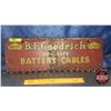 Image 1 : Single Side Tin Sign Store Display Rack "B.F. Goodrich" Long Life Battery Cables (8"H x 22-1/2"W x 1