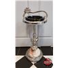 Image 1 : Art Deco Marble Base / Chrome Floor Ashtray "Birds" w/Lighter (27-1/2"H x 10-1/2"Dia)