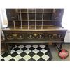 Image 2 : Antique English Sideboard Hutch - 3 Drawers (No Key) (81"H x 72"W x 20"D) (Believe this item to be M