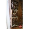 Image 2 : Antique English Sideboard Cabinet - Man / Woman : Carved) (70"H x 39"W x 22"D) (Believe this item to