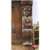 Image 3 : Antique English Sideboard Cabinet - Man / Woman : Carved) (70"H x 39"W x 22"D) (Believe this item to