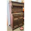 Image 8 : Antique English Sideboard Cabinet - Man / Woman : Carved) (70"H x 39"W x 22"D) (Believe this item to