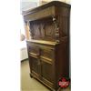 Image 9 : Antique English Sideboard Cabinet - Man / Woman : Carved) (70"H x 39"W x 22"D) (Believe this item to