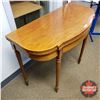 Image 2 : Vintage Flip Top Demi Lune Half Moon Expandable Table (See Pics!) (28-3/4"H x 35-3/4"W)