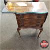 Image 1 : European Drop Sides Parlor Table w/Drawers (w/Custom Cut Glass Top) (30-1/4"H x 12"D) (See Pics!)