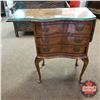 Image 2 : European Drop Sides Parlor Table w/Drawers (w/Custom Cut Glass Top) (30-1/4"H x 12"D) (See Pics!)