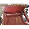 Image 8 : Pair of Henry VIII Jacobean Twist Parlor Arm Chairs (Red Leather) (33"H x 24"W x 18"D Seat)