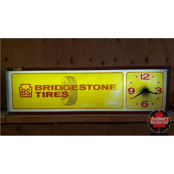 Lighted Clock : Bridgestone Tires (10-1/2"H x 36"W x 6"D)