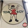 Image 1 : "Tom Boy" Round Wooden Sign (36"Dia x 1"D) (Note: Hangs by Chain - Very Heavy)