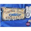 Image 2 : Car Stuff - Tray Lot: Die-Cast Mustang, Car Emblems, Vintage Car Club Lic Plate, Car Wall Hanging, e