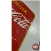 Image 2 : Single Side Tin "Drink Coca-Cola" Bottle (52-1/2"H x 17-1/4"W) (Note: Some paint touch ups) (See Pic