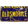 Image 8 : Single Side Enamel Sign - Large Dealership GM, Chevrolet, Oldsmobile (Damaged) (60"H x 48"W x 1-1/2"