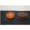 Image 1 : MILO TURNED BOWL; SIGNED (5 1/2" D) & SMALL WOODEN KAWA BOWL (7" D) (2 PCS)
