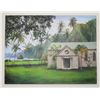Image 1 : UNFRAMED OIL ON CANVAS, "KALAUPAPA, MOLOKA'I CHURCH"; SIGNED CATHERINE BUCHANAN (42 1/2" X 56") (FRO