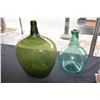 Image 1 : GREEN GLASS WINE TRANSPORTATION BOTTLE, PRE 1900'S (18") & HAND BLOWN  ANCIENT GLASS BOTTLE (C. 1800