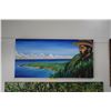Image 1 : UNFRAMED OIL ON CANVAS, "FATHER DAMIEN OVERLOOKING KALAUPAPA"; SIGNED (24" X 48"); (FROM REV. CLAREN