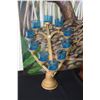 Image 1 : HEART SHAPED HOLDER W/10 BLUE GLASS VOTIVES (FROM REV. CLARENCE GUERREIRO COLLECTION)