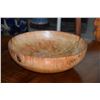 Image 1 : HAND CARVED COOK PINE BOWL; SIGNED (15" D)