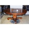 Image 2 : ANTIQUE OLD GROWTH KOA DINING TABLE WITH 3 LEAVES; (47 1/2" D - EXTENDS TO 88" L)  (FROM REV. CLAREN
