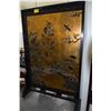 Image 1 : 3 PANEL, DOUBLE SIDED ORIENTAL SCREENS OF TREE & BIRDS WITH GILT ON ONE SIDE, MOUNTED IN ROLLING FRA