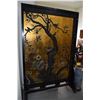 Image 2 : 3 PANEL, DOUBLE SIDED ORIENTAL SCREENS OF TREE & BIRDS WITH GILT ON ONE SIDE, MOUNTED IN ROLLING FRA
