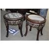 Image 1 : CHINESE HARDWOOD SIDE TABLES W/MARBLE TOPS & MOTHER OF PEARL INLAY (2 PCS) (DOWRY GIVEN TO CONVENT) 