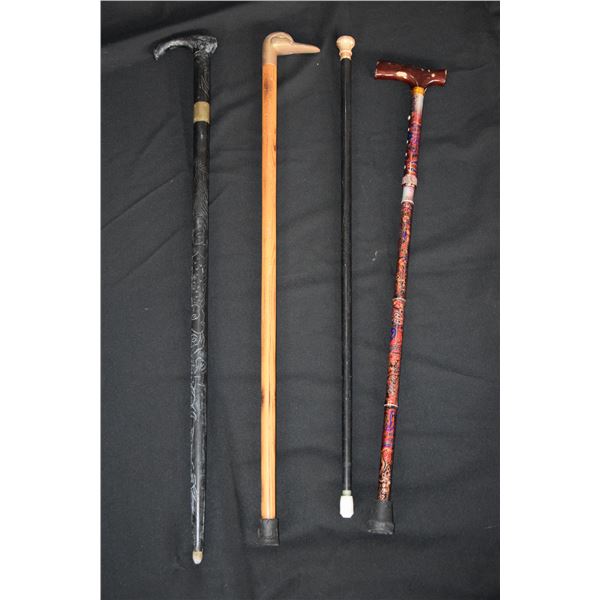 3 CANES & 1 WALKING STICK (4 PCS)