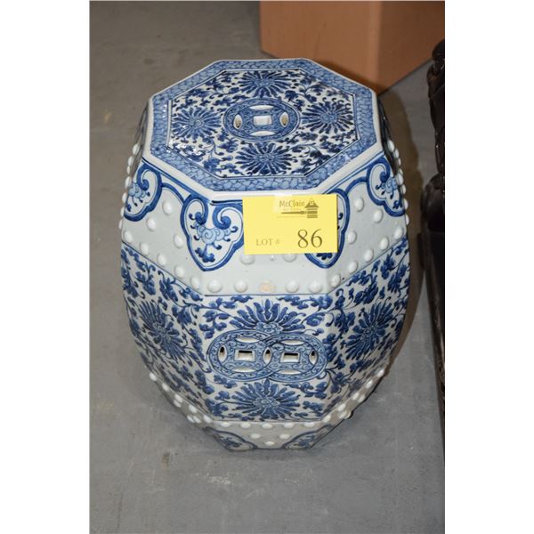 BLUE & WHITE PORCELAIN GARDEN STOOLS (PAIR)