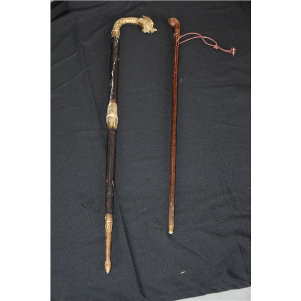 CANE W/DRAGON MOTIF & WALKING STICK (2 PCS)