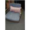 Image 1 : MODERN ARM CHAIRS WITH RAFFIA, METAL & UPHOLSTERED CUSHIONS (PAIR)