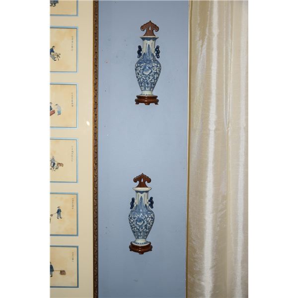 BLUE & WHITE WALL POCKETS (2 PCS)
