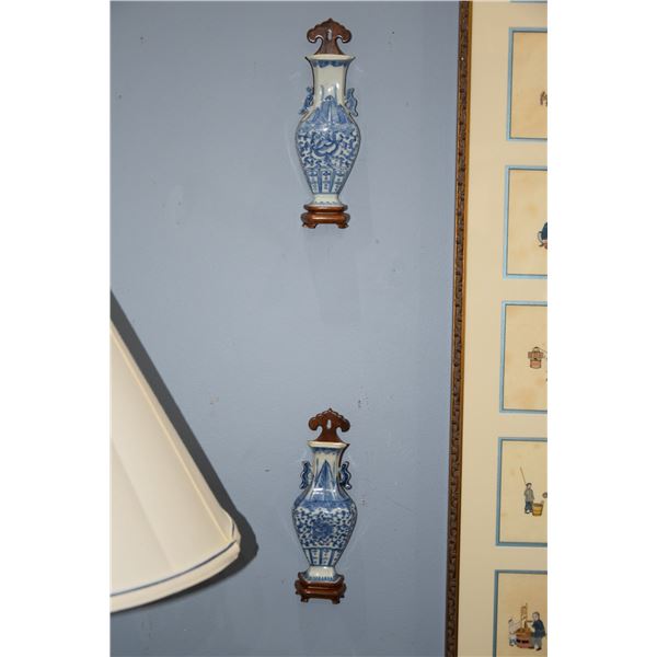 BLUE & WHITE WALL POCKETS (2 PCS)