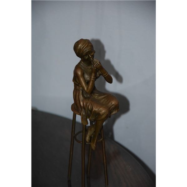 FEMALE BRONZE ON STOOL
