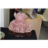 Image 1 : CHINESE ROSE QUARTZ HIGH RELIEF CARVED COVERED VASE W/CUSTOM WOOD BASE